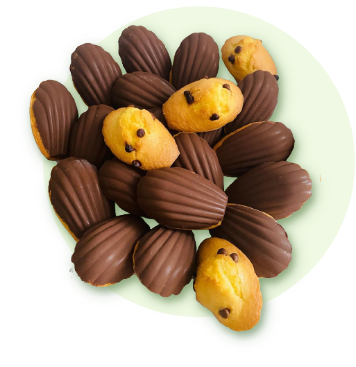 Madeleine coque chocolat et pépite de chocolat